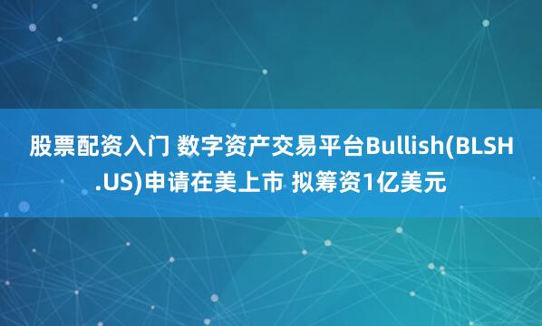 股票配资入门 数字资产交易平台Bullish(BLSH.US)申请在美上市 拟筹资1亿美元