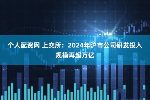 个人配资网 上交所：2024年沪市公司研发投入规模再超万亿